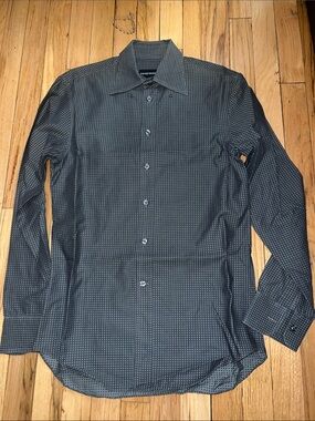 Emporio Armani Men's Dark Gray Microdot Dress Shirt